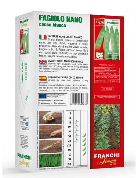 Semi di Fagiolo Nano Coco Bianco Precoce 500 gr