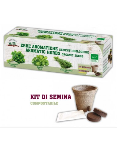Kit di semina erbe aromatiche prezzemolo basilico erba cipollina BIO