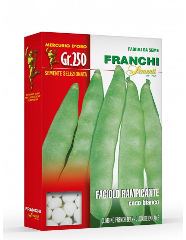 Semi di Fagiolo Rampicante Coco Bianco a Rames 250 gr